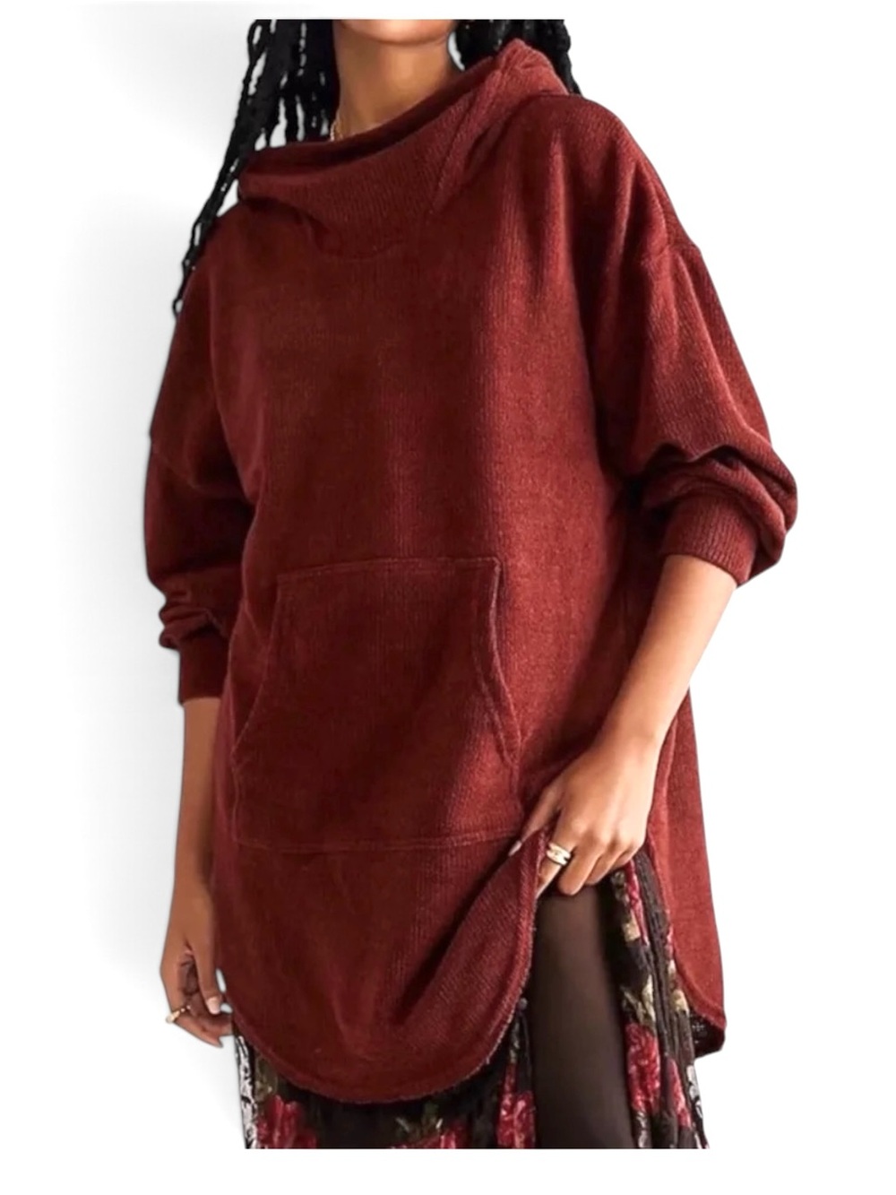 Free People Beach Everywhere Hoodie Oversized Chenille Size XL Red Jasper